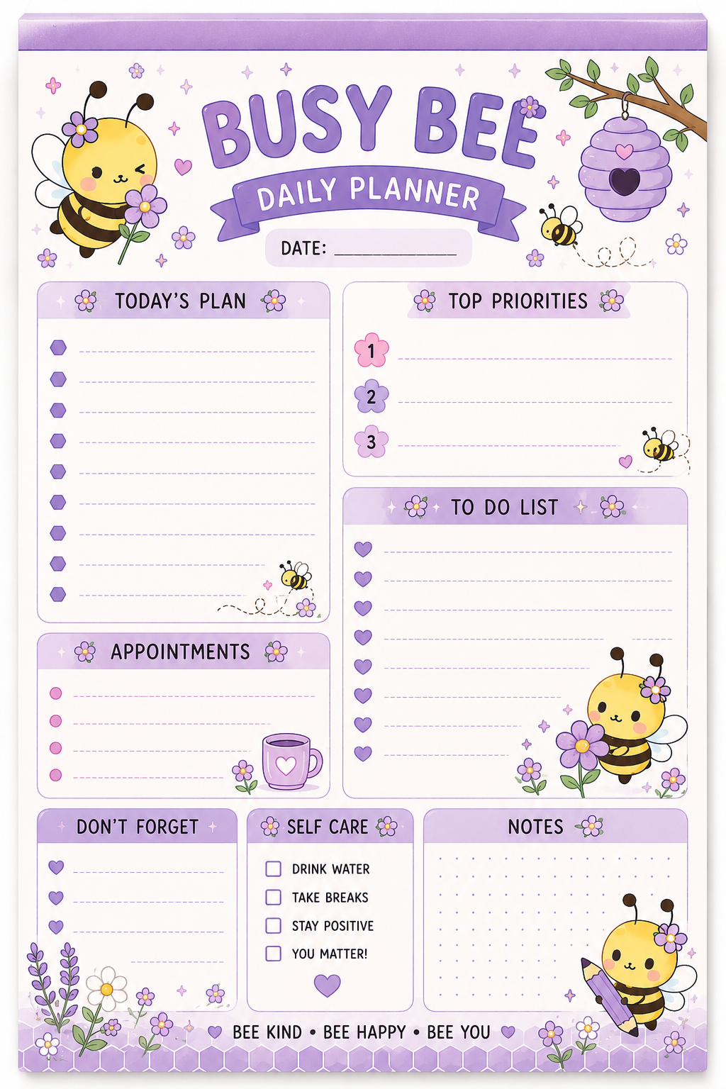 Busy Bee Daily Planner - Purple