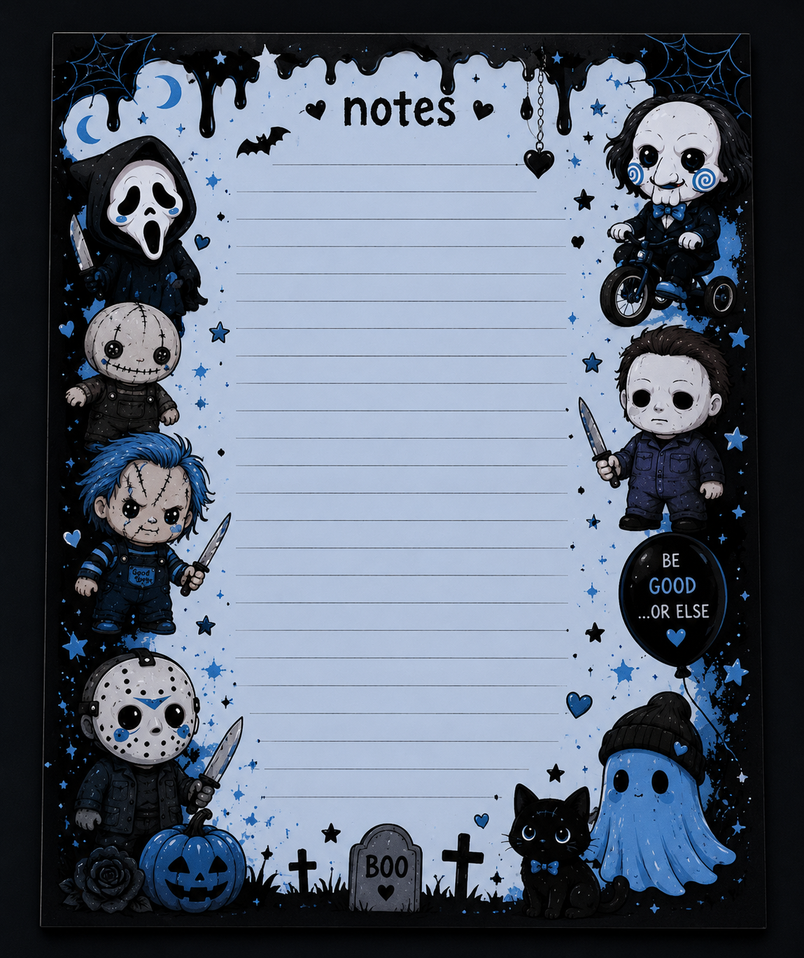 Black & Blue Horror Notepad