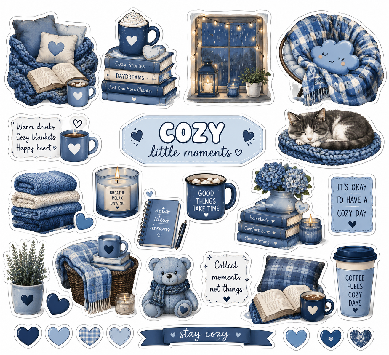 Blue and Cozy Stickers