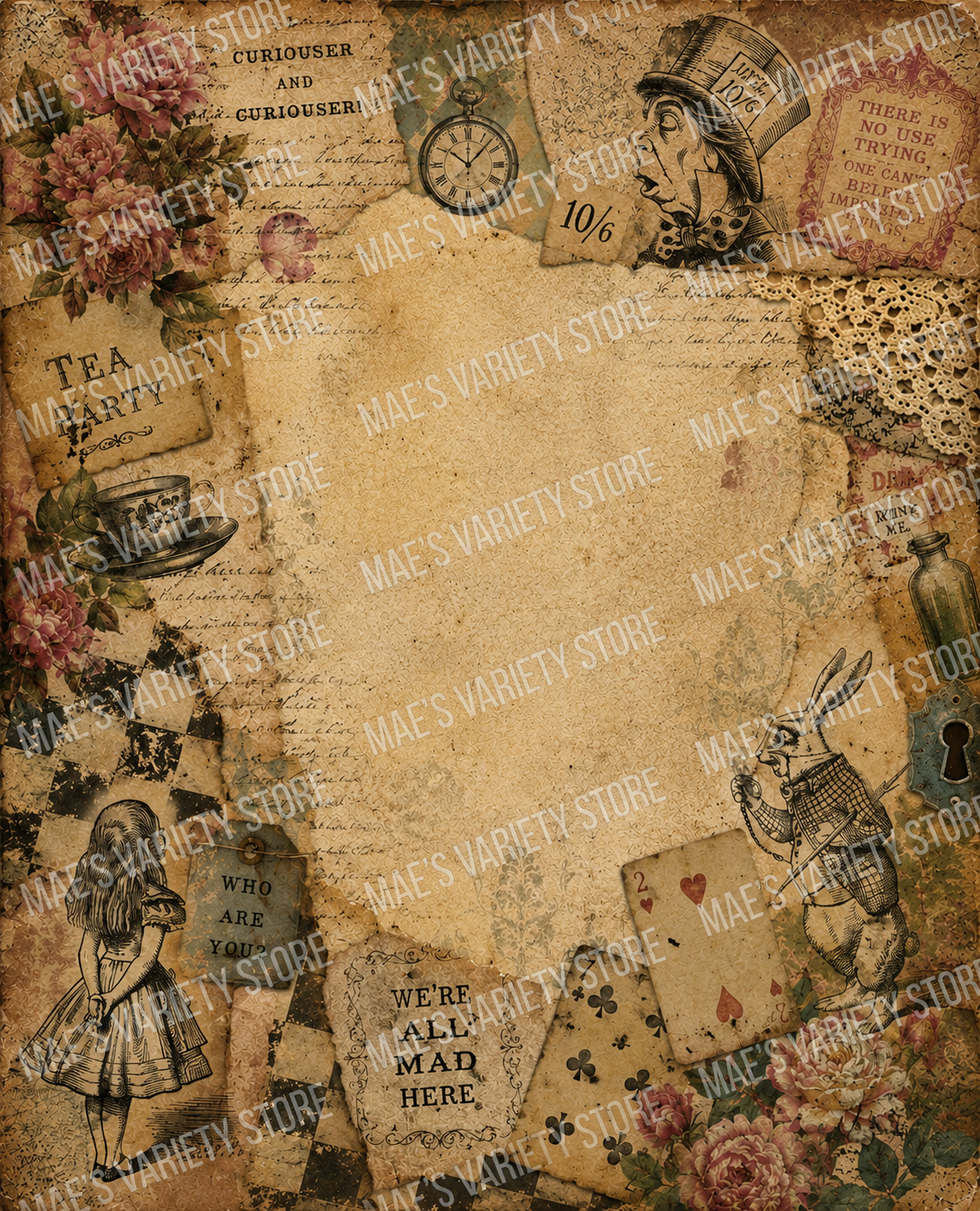 Alice Themed Scrapbooking Paper