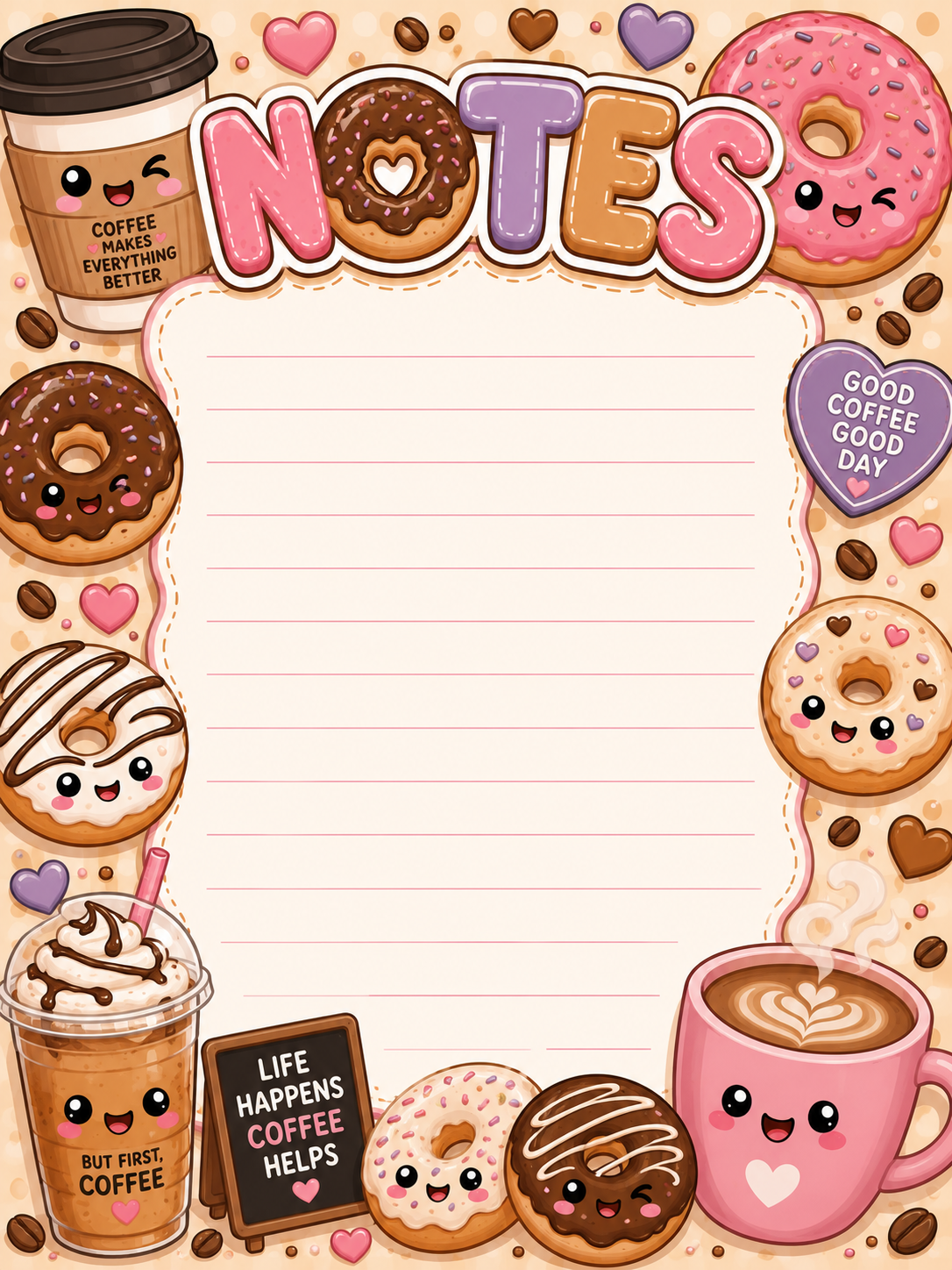 Coffee and Donuts Notepad