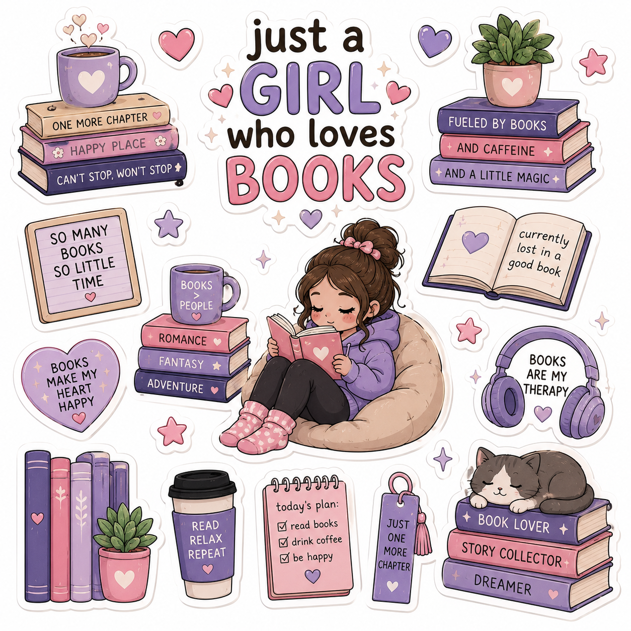 Just A Girl Who Loves Books Stickers