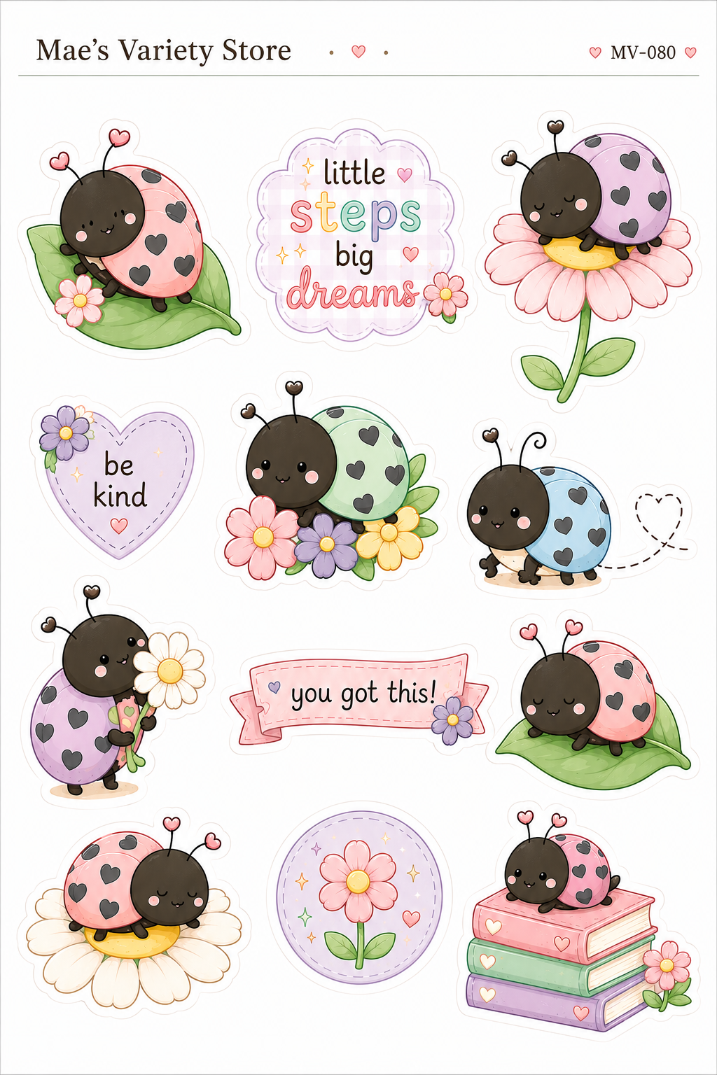 Pastel Ladybug Stickers
