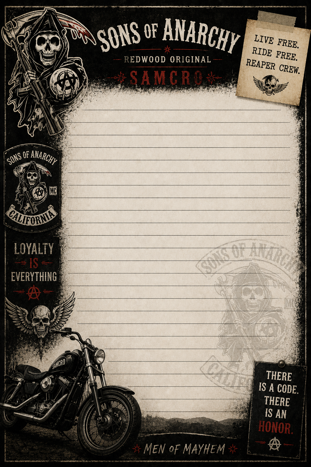 Sons of Anarchy Notepad