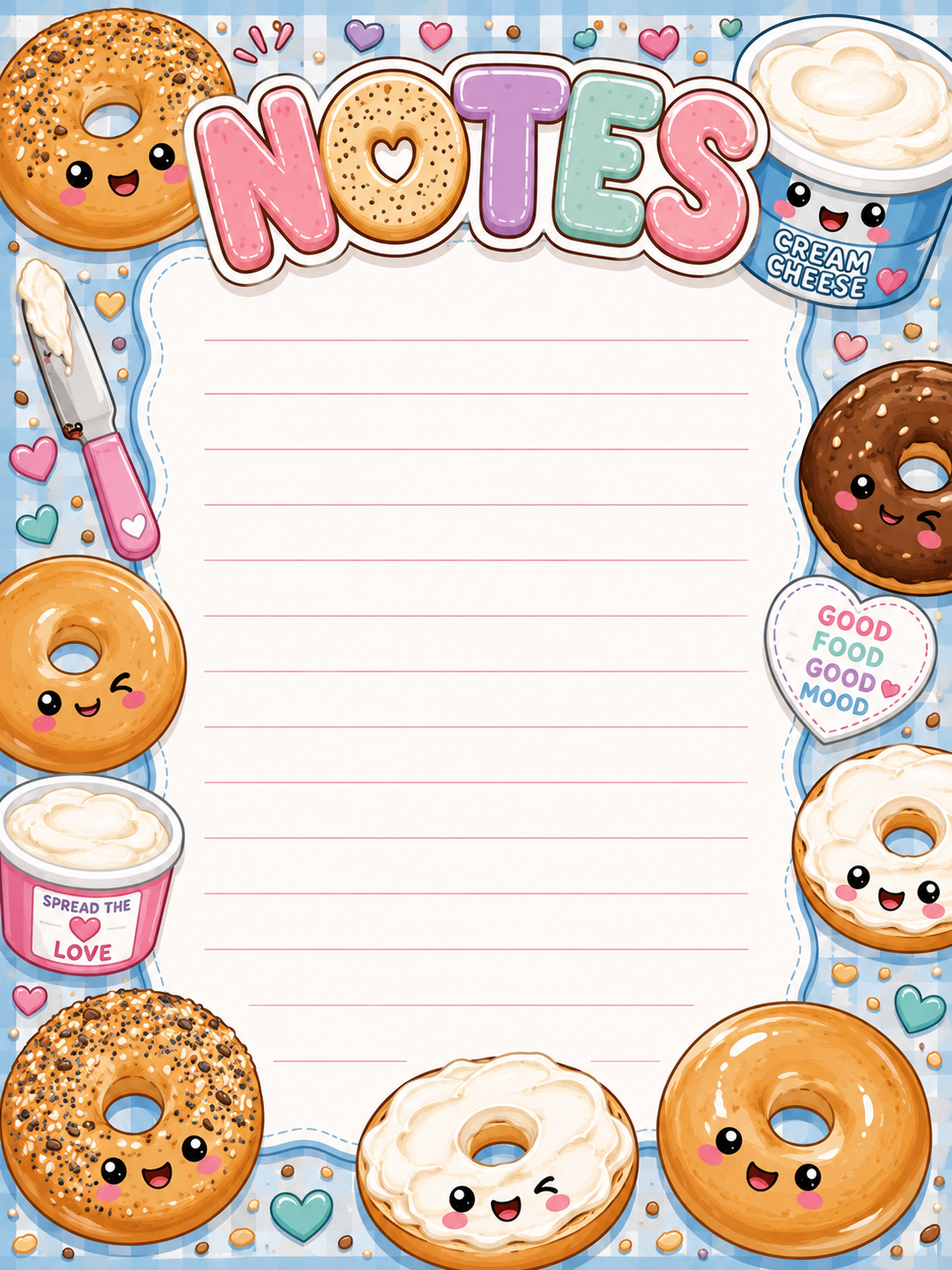 Bagels and Cream Cheese Notepad
