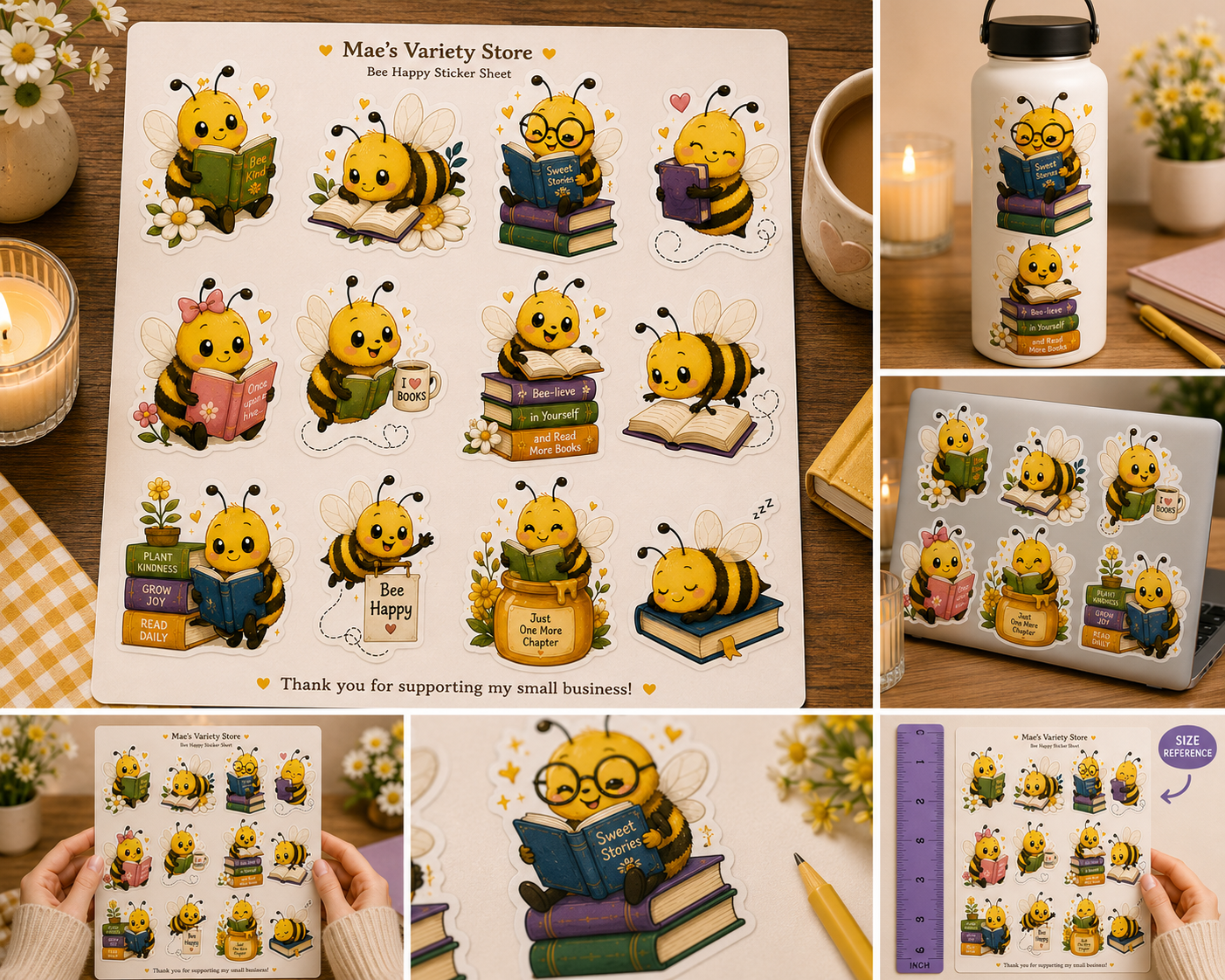 Book Bees Stickers