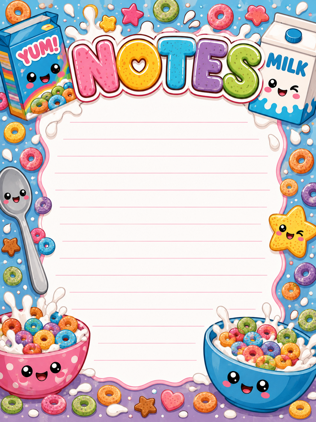Cereal and Milk Notepad