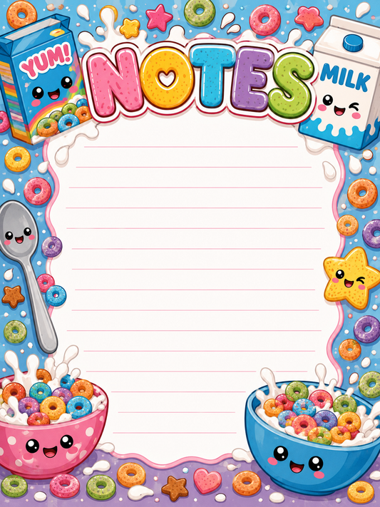 Cereal and Milk Notepad