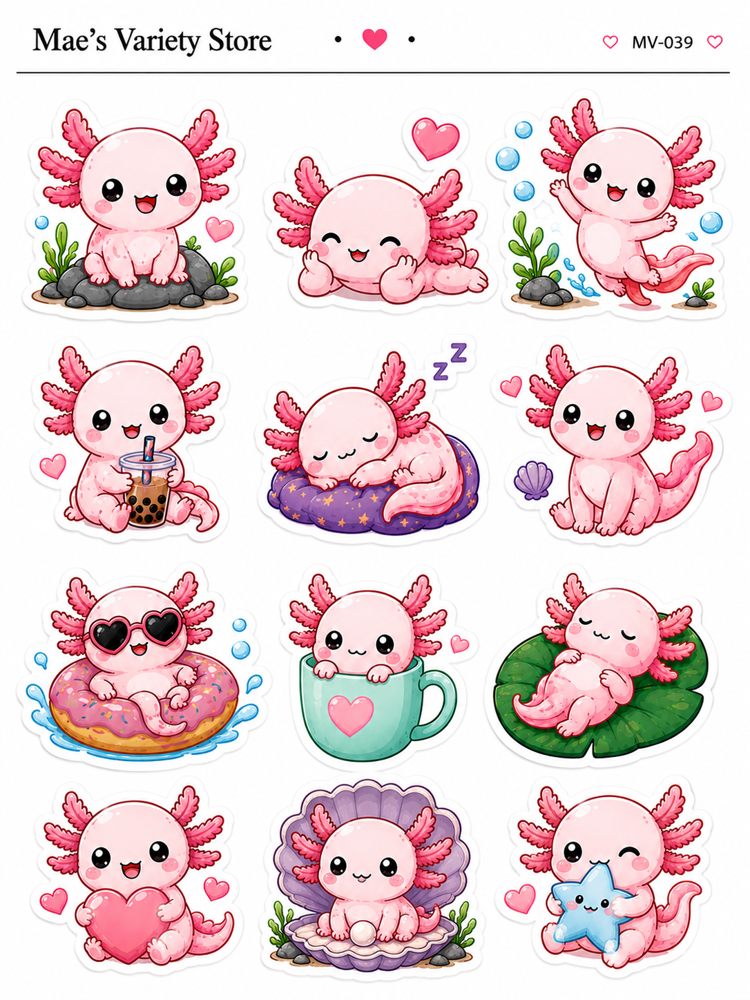 Axolotl Pink Stickers