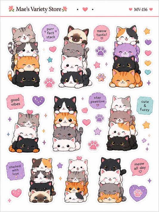 Stacked Cats Stickers