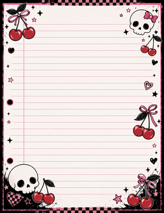 Cherries & Skulls Notepad
