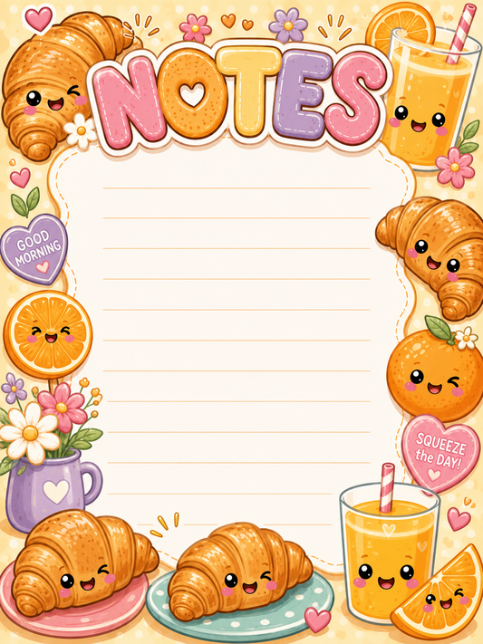 Croissants and Orange Juice Notepad