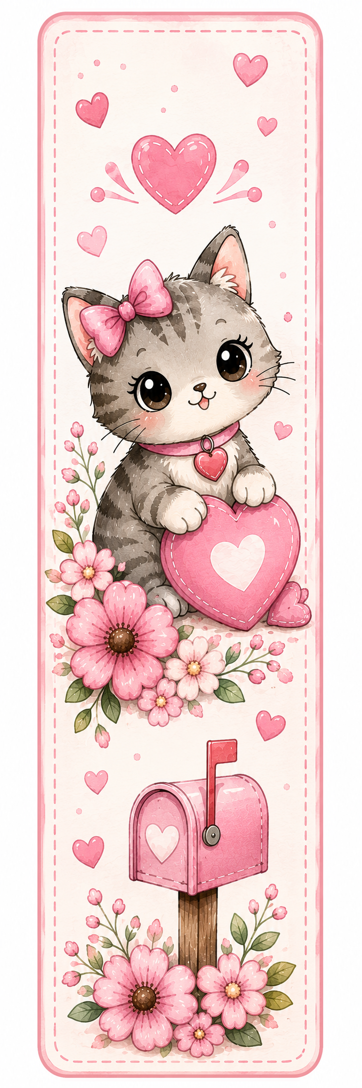 Gray Cat and Mailbox Bookmark