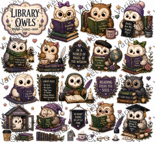 Library Owls Stickers