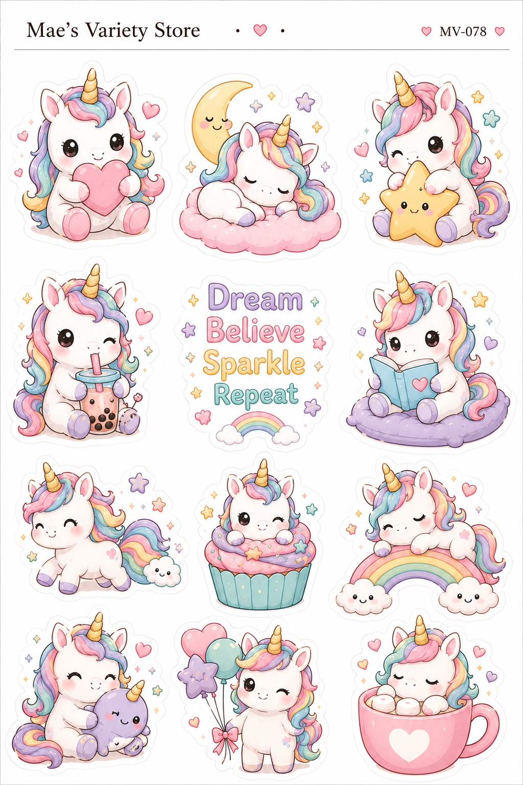 Kawaii Unicorns Stickers