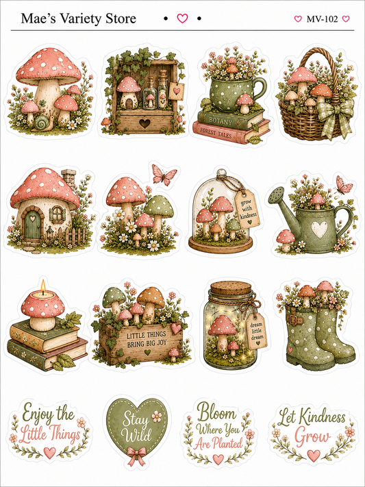 Cottage Core Mushroom Stickers