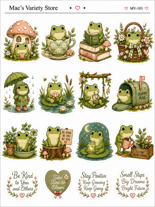 Cottage Core Frog Stickers