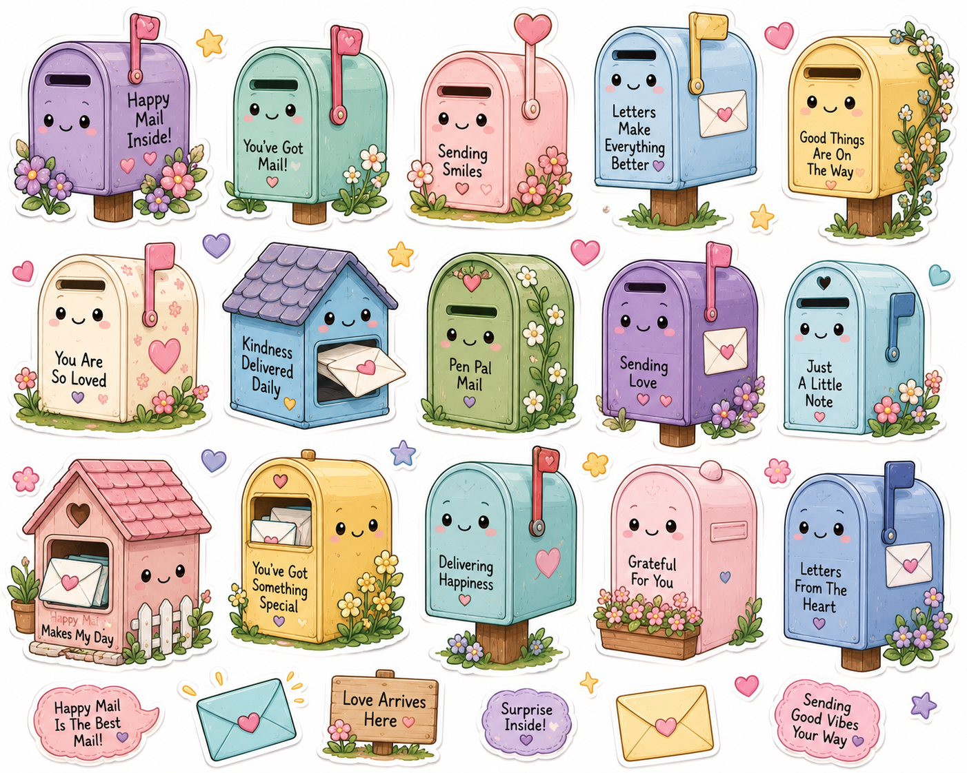 Happy Mail / Mailboxes Stickers