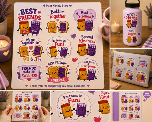 PB & J Sticker Sheet (Uncut)