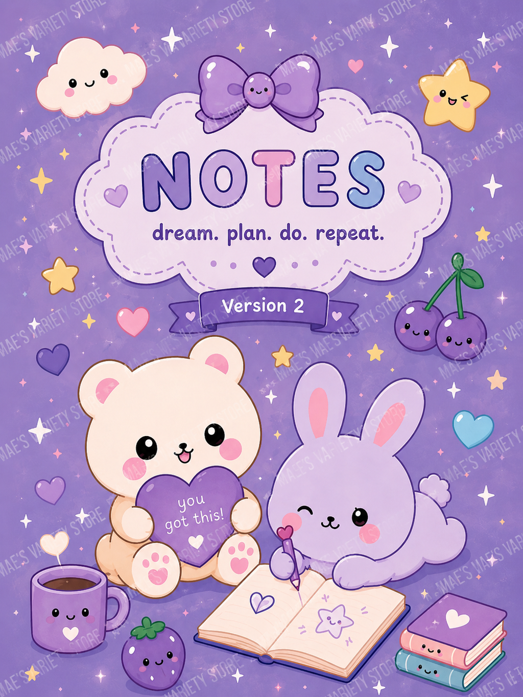 Purple "Notes" Notebook - V2 (Professionally Printed)
